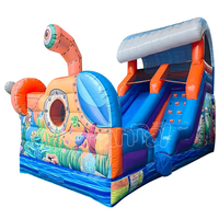 Château gonflable à thème sous-marin avec toboggan, toboggan gonflable sec pour enfants, idéal pour les fêtes et les divertissements
