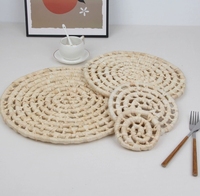 Vente chaude Design créatif de haute qualité écologique feuille de maïs naturel décoratif Table ronde Style bohème napperon