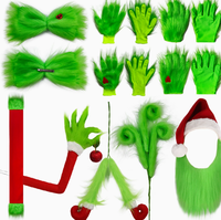 Disfraz de Grinch con Pelo Verde Personalizado, Decoración Navideña para Transmisiones en Vivo, Accesorios Divertidos para Fiestas