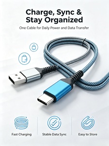 Cavo USB a Type-C Togudu T-255 in nylon intrecciato con ricarica rapida <span class=keywords><strong>e</strong></span> protezione rinforzata contro la deformazione - Product Image 5