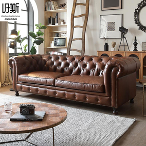 Canapé Chesterfield en cuir huilé <span class=keywords><strong>vintage</strong></span>, capitonné et vieilli, en cuir véritable pour salons et clubs - Product Image 5