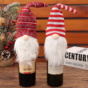 Nuevas decoraciones navideñas sin rostro Rudolph cubierta de botella de vino de punto Decoración de mesa de anciano para vacaciones - Product Image 2