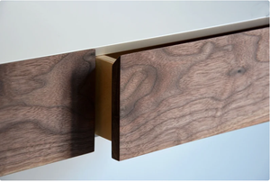 מדף יהירות לבית חווה עם מגירות אגוז מינימליסטי לבן צף שולחן איפור מדף עץ עם מגירה - Product Image 4