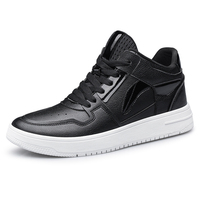 Chaussures de skate pour hommes baskets hautes mi-hautes en cuir hauteur interne augmentant la semelle épaisse plate-forme à lacets rétro fait à la main