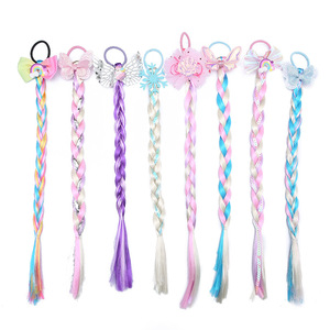 Perruque tressée Cosplay sirène <span class=keywords><strong>princesse</strong></span>, accessoires pour <span class=keywords><strong>cheveux</strong></span> avec paillettes, bandeau avec Clips <span class=keywords><strong>longs</strong></span>, Extension arc-en-ciel pour enfants, nouvelle collection - Product Image 6