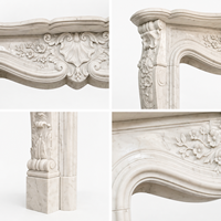 Cheminée en pierre blanche traditionnelle avec manteau de cheminée sculpté, murale, pour foyer à bois intérieur, idéale pour hôtels et villas