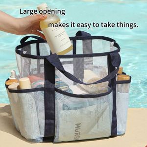 Large Capacity Beach Tote Nylon Wash Storage Bag Double Mesh Divider for Fitness Swim Storage Beach Bag - Product Image 5