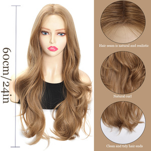 Perruque synthétique de haute qualité naturelle grande vague cheveux longs couverture complète de la tête Style Champagne couleur - Product Image 3