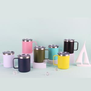 Custom Print Logo Kleurrijke Dubbele Muur 14Oz Magnetische Deksel Tumbler Vacuüm Geïsoleerd 12Oz Koffie Mok Bekers Met Handvat - Product Image 3