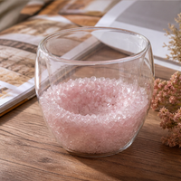 Tasses à thé en verre à double paroi avec graviers de cristaux naturels pour la vente en gros, idéales pour la maison, le bureau et l'usage quotidien