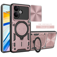 Étui de protection magnétique Lichicase en métal avec béquille et cache-objectif coulissant pour VIVO V70 V70 Elite