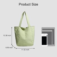 Sac fourre-tout décontracté élégant et léger en coton pour femme DW, avec fermeture éclair et fermoir, poignée souple, doublure en polyester, capacité 3L+