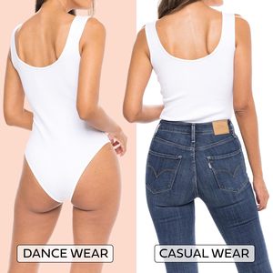 FOXA Tank <b>Top</b> Bodysuit Women Scoop Neck Sleeveless Knitted Stretch Cotton Rib Multi Color Pack - Product Image 3