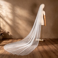 Voile de mariée de luxe LUOXIN à bordure satinée et longue traîne, voile de mariage haut de gamme en gros