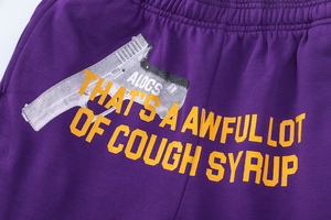 Pantalones Cortos Deportivos Casuales de Estilo Urbano Americano para <span class=keywords><strong>Hombre</strong></span>, Venta al por Mayor, con Estampado de Letras Personalizado 'THAT'S AWFUL LOT of COUGH SYRUP' - Product Image 3
