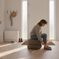 Pouf rond en fausse fourrure d'agneau douce et moelleuse, rembourré en éponge haute densité, tabouret bas polyvalent pour chambre et dressing, idéal pour la maison
