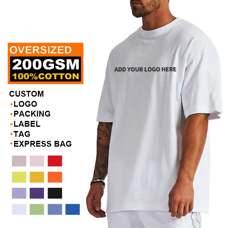 Oem 남자 라운드 넥 티셔츠 맞춤 고품질 헤비급 코튼 로고 인쇄 수 놓은 티셔츠 벌크