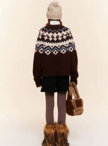 Benutzer definierte 3D Ball Geometrie Stickerei Strickjacke Frauen Herbst Winter Mode Strick pullover Mantel Blumenmuster Casual Front - Product Image 4
