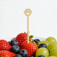Brochetas de Bambú Ecológicas, Duraderas, Desechables, con Mango Largo, con Grabado 3D, para Fiestas, Cumpleaños, Postres, Frutas
