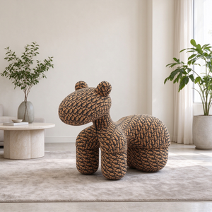 Taburete con Forma de Animal, Asiento Tapizado con Tela Estampada, Otomana Decorativa para Sentarse en el Suelo, para Sala de Estar, Dormitorio, Cuarto de Niños - Product Image 3