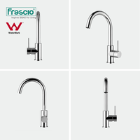 Robinet de cuisine Frascio à poignée unique en acier inoxydable SUS304, sans plomb, finition brossée, avec valve en céramique, pour eau froide et chaude, pour évier de cuisine