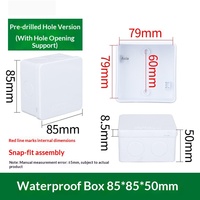 Scatola di Giunzione Quadrata Impermeabile 85x85x50mm IP65 con Fori Pre-forati, 7 Tappi in Gomma, Scatola Elettronica per Esterni in ABS Resistente ai Raggi UV