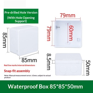 85x85x50mm Square Waterproof Junction Box IP65 Pre-drilled Hole Version with 7 <b>Rubber</b> Plugs ABS Outdoor Electronic Box - Product Image 1