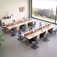 Escritorio de Oficina para Empleados, Diseño Simple y Moderno, Estación de Trabajo Creativa con Panel Perforado, Combinación de Asientos y Mesa de Oficina para 4/6 Personas