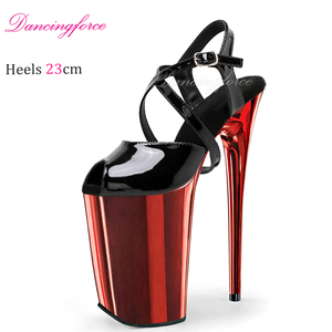 Tacones Altos Góticos de Plataforma Cromada de 23CM/9 Pulgadas para Mujer, con Tiras Cruzadas y Correa en el Tobillo, Ligeros, para Pole Dance y Pasarela - Product Image 6