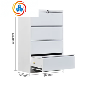 Armoire de classement latérale en acier moderne blanche réglable à 4 tiroirs pour la maison, le bureau et l'école - Product Image 2