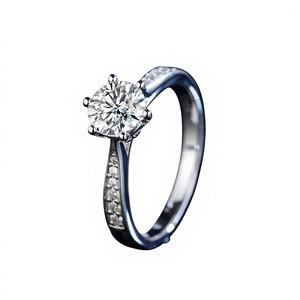 Anillo Unisex de Plata de Ley S925 con Moissanita Redonda de Seis Garras de 2 <span class=keywords><strong>Quilates</strong></span>, Suministro Directo de Fábrica Transfronterizo - Product Image 1