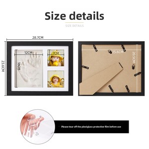 Cadre <span class=keywords><strong>photo</strong></span> personnalisable pour empreintes de mains et de pieds de bébé, présentoir de table fait main pour bébé, <span class=keywords><strong>couple</strong></span>, animal de compagnie, boîte à souvenirs en bois personnalisable - Product Image 3