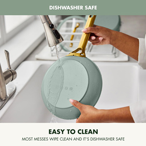 Juego de Utensilios de Cocina de Cerámica Antiadherente Moderno y Ecológico de 10 Piezas, Asas de Acero Inoxidable, Sartenes de Doble Fondo, Resistentes al Calor, Aptos para Lavavajillas - Product Image 2