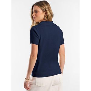 FOXA Polo Femme à Manches Courtes en Mélange de Laine, Col en V, Tricoté, Respirant, Coupe Classique, Style Business Décontracté, Printemps-Été - Product Image 4