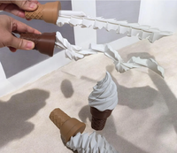 Jinccai Espada de Helado Retráctil, Accesorio de Broma, Juguete Divertido de Plástico Impreso en 3D, Cono de Helado Extensible, Regalo de Broma para Fiestas