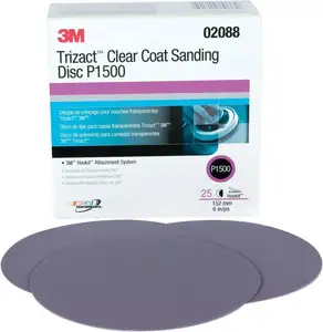 3M 02088 Trizact 1500 Hookit Polishing Disc 6 Inch Clear Coat Sanding Disc Fine Grit Abrasives Foam Material Customizable Type