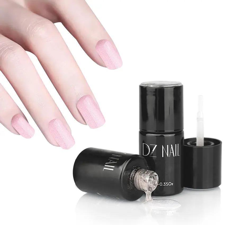 OEM Low MOQ 12ml Glitter Top Base Coat Nagel glanz glänzender UV-Gel Nagellack mit Zubehör Salon