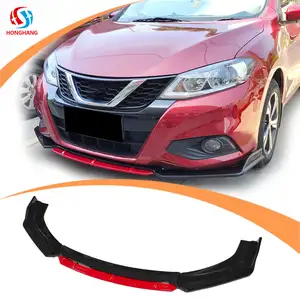 Honghang Factory Supply nuovo stile labbro anteriore, nero + rosso lucido universale paraurti anteriore Lip splitter per tutti i modelli di auto