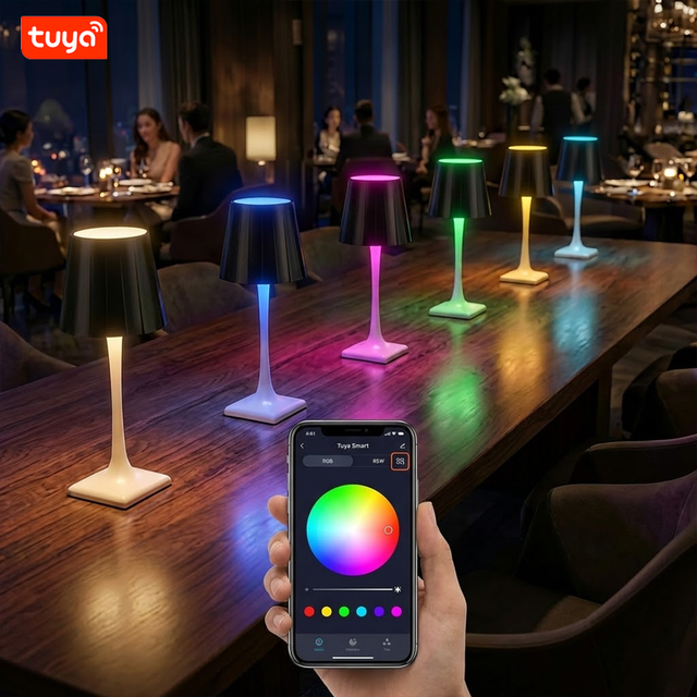 Modern Multi Group Lamp Control RGB Atmosphere Bar Timing App Cordless Restaurant Rechargeable Smart Tuya Wifi Table Lamp