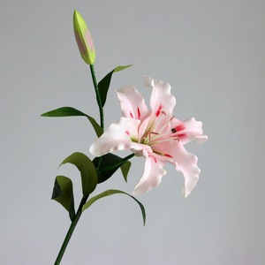 Wholesale Artificial 2 Heads PU Real Touch Lily Flower White Pink for Home Party Hotel Wedding <b>Decoration</b> <b>Table</b> Center Piece - Product Image 1