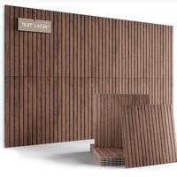 Vente flash - Panneaux acoustiques en fibre de polyester imitation bois 3D - Grille - Autocollants muraux acoustiques pour la réduction du bruit