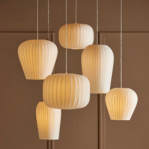 Japanese Style Pendant <b>Light</b> Round White E27 <b>LED</b> Chandelier For Restaurant <b>Tea</b> Room Zen Space - Product Image 1