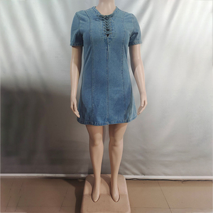 Abito Estivo da Donna Blu Sexy con Ampio Scollo a V e Lacci Corti - Product Image 4