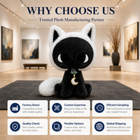 Peluche chat personnalisée 30 cm, tissu doux pour la peau, queue bicolore, faible MOQ, production de jouets en peluche mignons