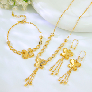 Conjunto de Joyería de Mariposa que No se Deslustra, Chapado en Oro de 21k, Elegante Collar con Colgante para Novia, Conjuntos de Joyería para Bodas y Fiestas - Product Image 2