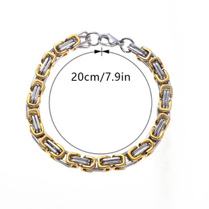 Bracelet chaîne tendance en acier titane, blocs géométriques irréguliers, bijoux unisexe - Product Image 4