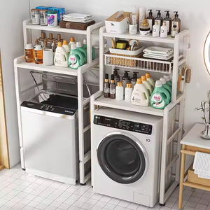 Étagère de rangement pour salle de bain en métal à 3 niveaux, étagère de rangement pliable sur pied pour <span class=keywords><strong>machine</strong></span> à <span class=keywords><strong>laver</strong></span> et vaisselle, vente en gros - Product Image 5