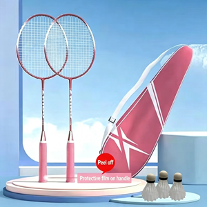 Raquette de badminton avec volants, ensemble de raquettes légères en fibre de carbone et graphite, raquette pré-cordée avec grip pour le jeu familial - Product Image 4