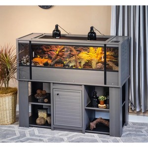 Factory Wholesale Wooden Reptile Enclosure Cabinet, Large <strong>Glass</strong> Terrarium <strong>Vivarium</strong> with Storage Stand - Product Image 1