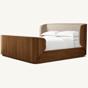 Base de Cama Doble Moderna de Lujo en Madera Sólida, Tamaño King/Queen, con Cabecera - Product Image 1